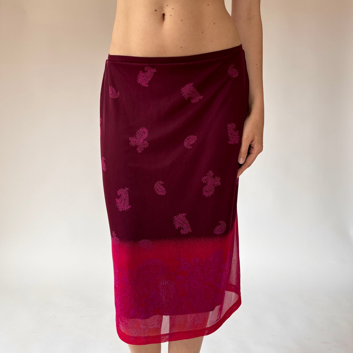 Y2K Mesh Sunset Midi Skirt (M)