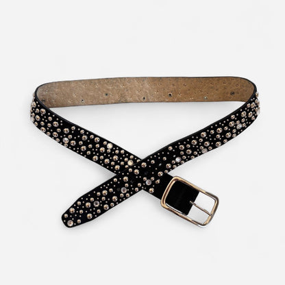Y2K Suede Studded Rhinestone Belt