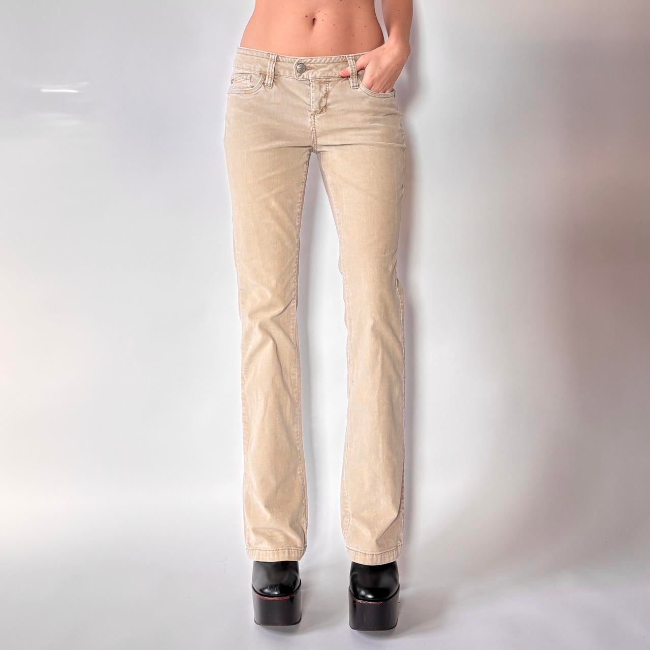 Y2K Low Rise Corduroy Flare Pants (S)