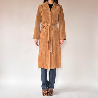 Y2K Suede Leather Trenchcoat (S)