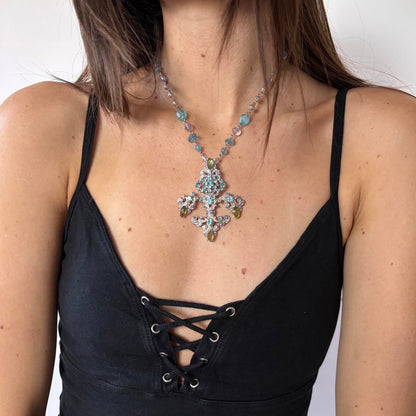 Rhinestone Fleur De Lis Necklace