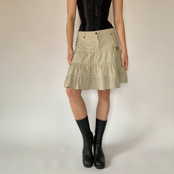 Khaki Ruffle Skirt (S)