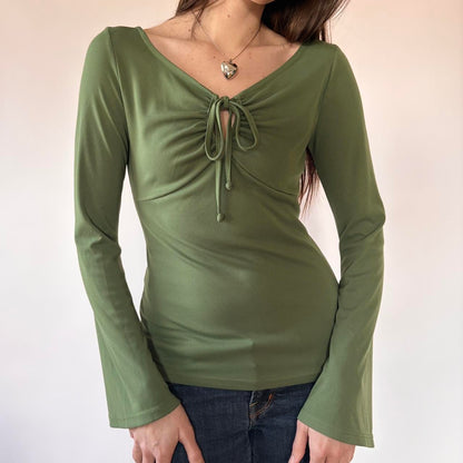 Y2K Green Tie Front Longsleeve Top (M/L)