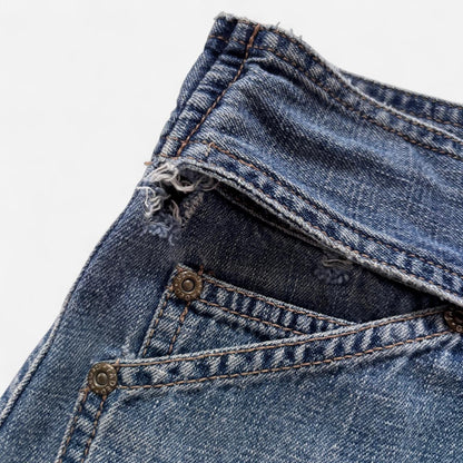 Y2K Belted Denim Micro Mini Skirt (XS)