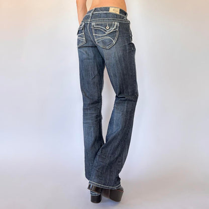 Y2K Dark Wash Low Rise Jeans (M)