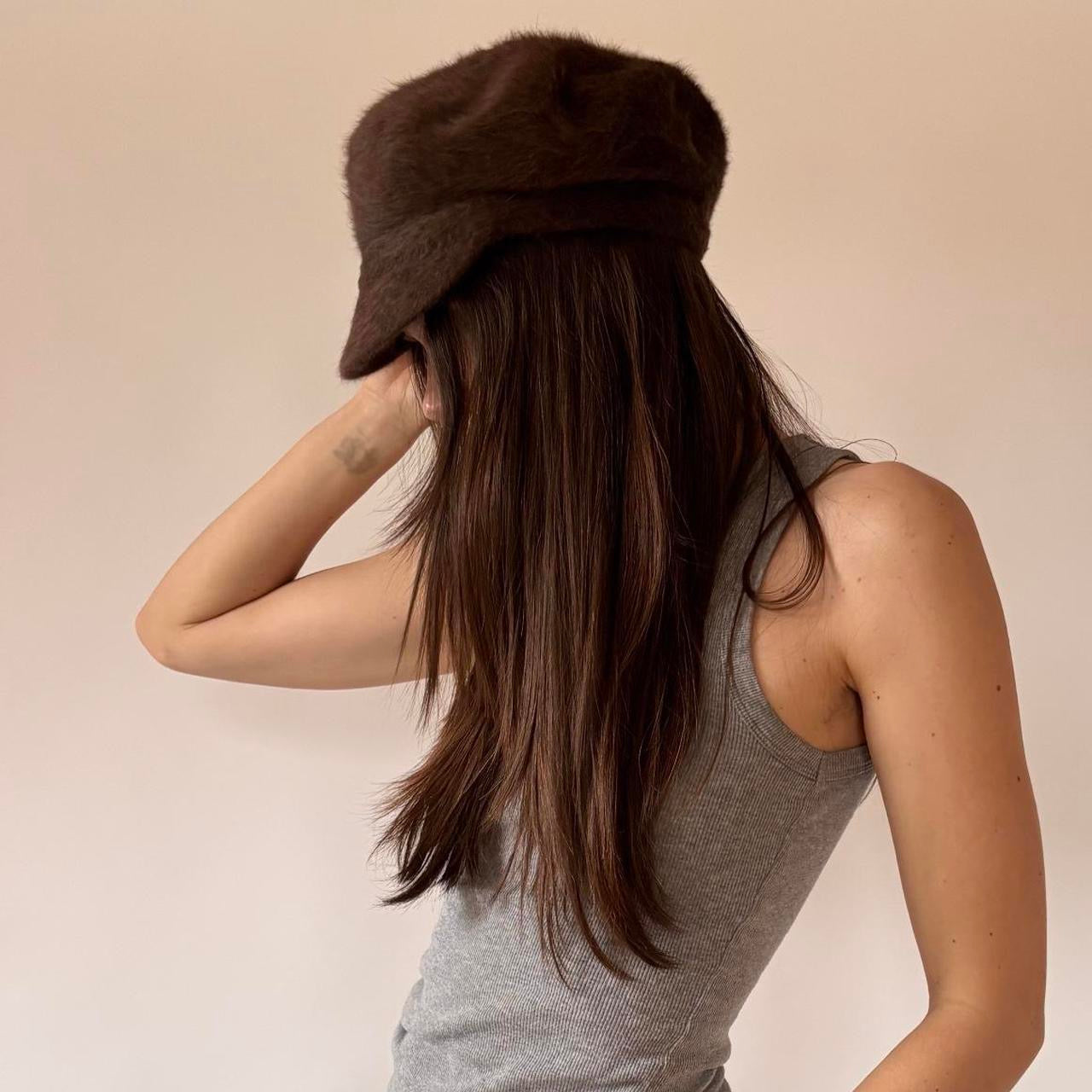 Angora Newsboy Cap
