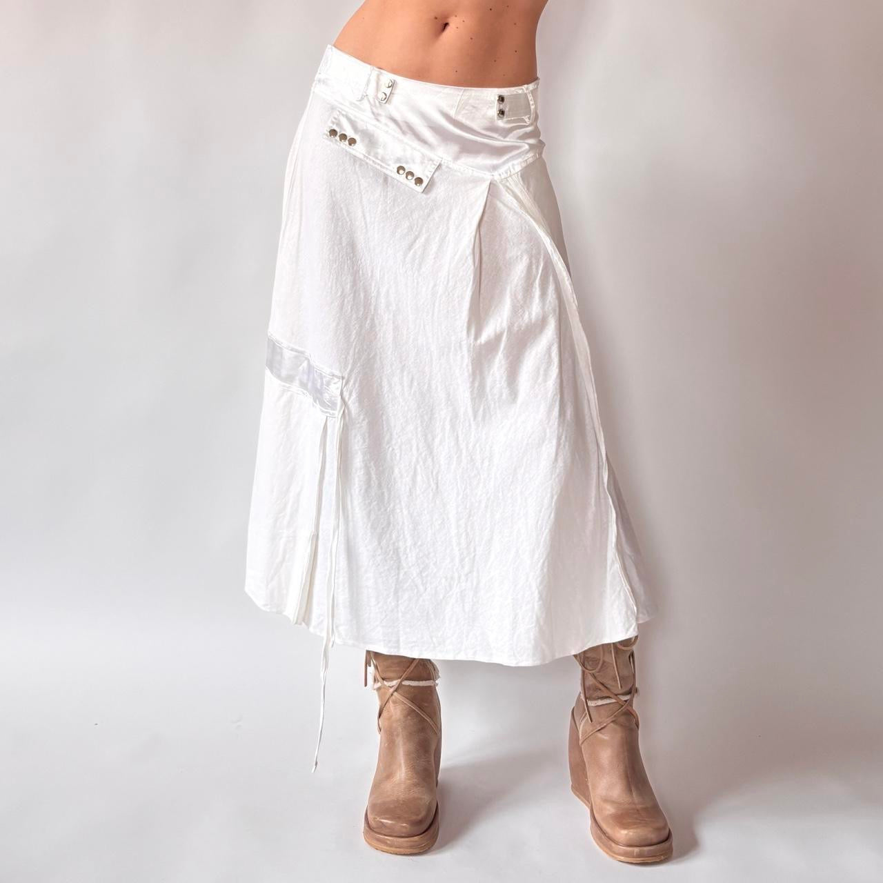 White Linen Cargo Utility Skirt (M)