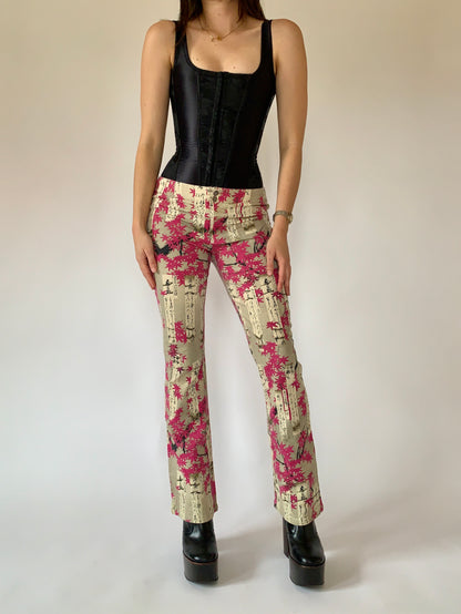 Vintage Cherry Blossom Pants - Small