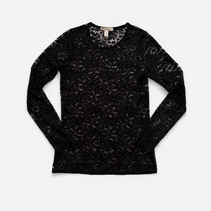 00s Black Lace Longsleeve Top (S/M)