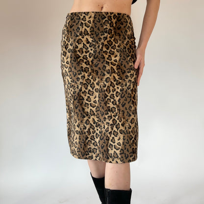 90s Leopard Midi Skirt (XS)