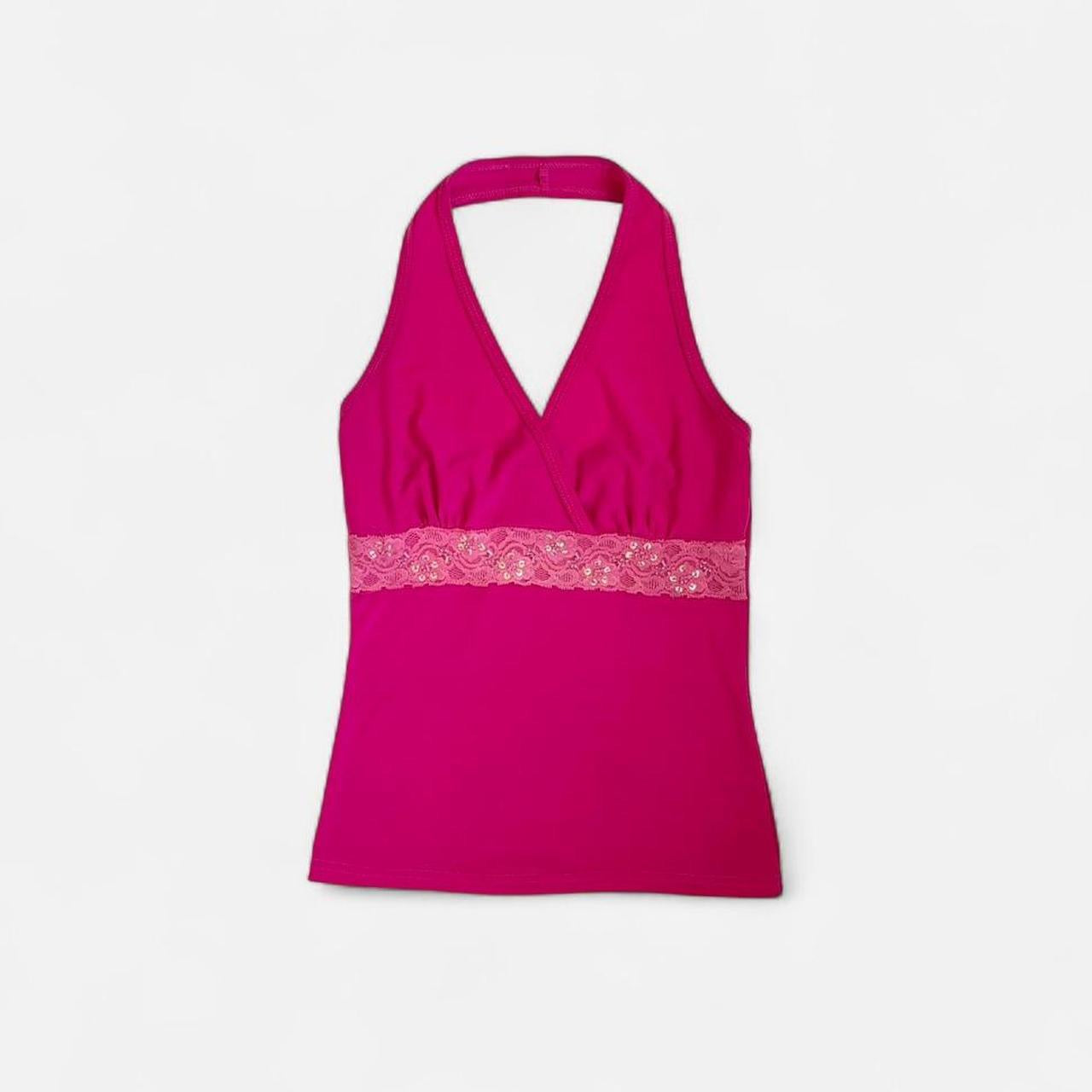 Y2K Hot Pink Halter Top (S)