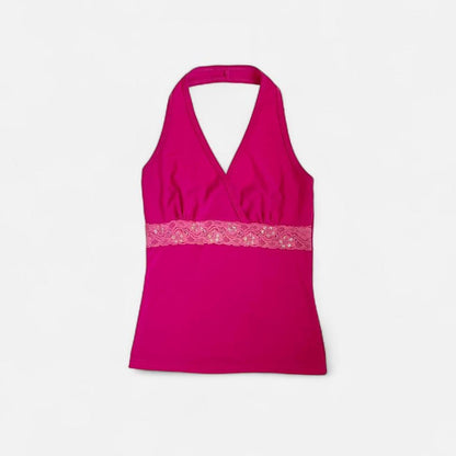 Y2K Hot Pink Halter Top (S)