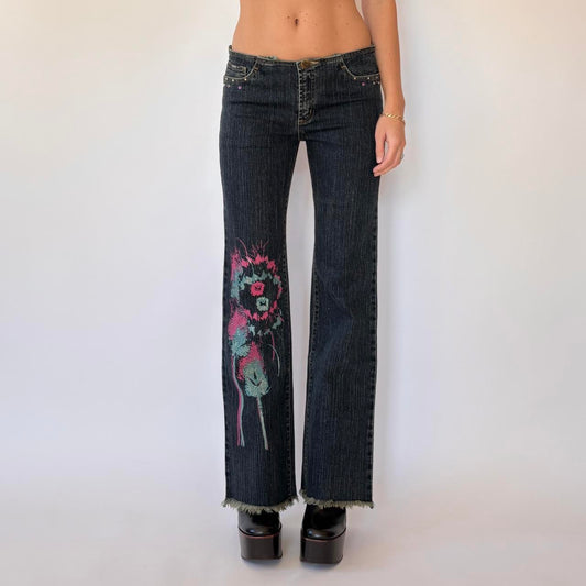 Y2K Low Rise Embellished Jeans (XS)