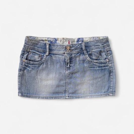 Y2K Low Rise Denim Mini Skirt (S/M)
