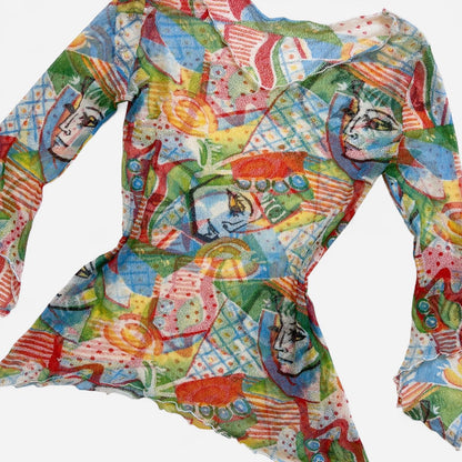 Y2K Cubism Mesh Top (M/L)