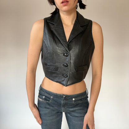 90s Noir Leather Vest (S)