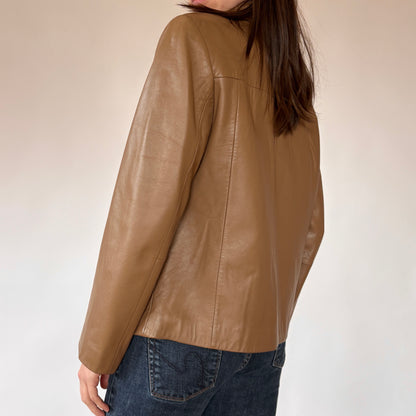 90s Coffee Leather Jacket (M)