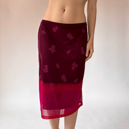 Y2K Mesh Sunset Midi Skirt (M)