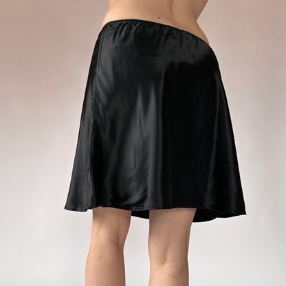 90s Noir Satin Skirt (S)
