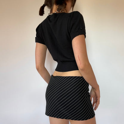 Y2K Noir Cropped Cardigan (S/M)