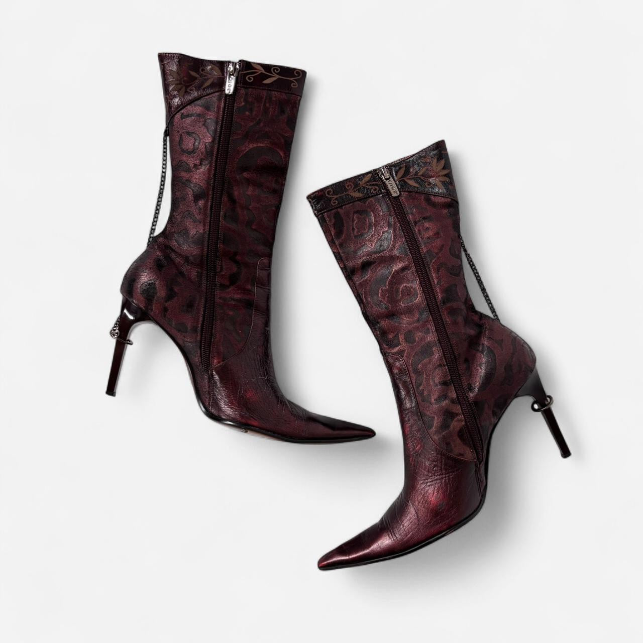 Chained Up Leather Stiletto Boots (6.5)