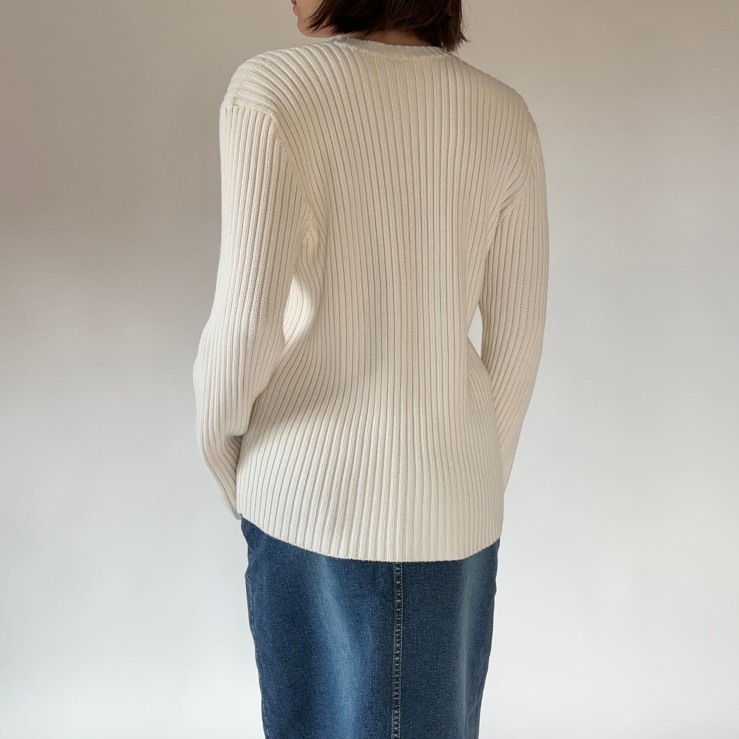 90s Vanilla Ribbed Pullover (M)