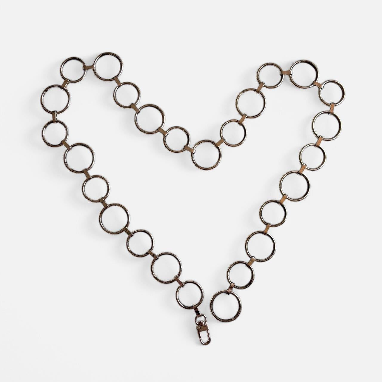 Y2K Silver O Ring Chain Belt (S/M)