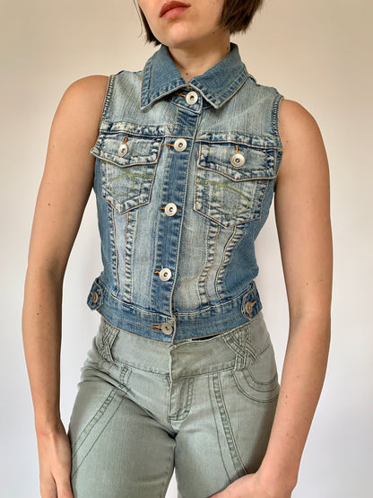 Y2K Denim Vest - S/M