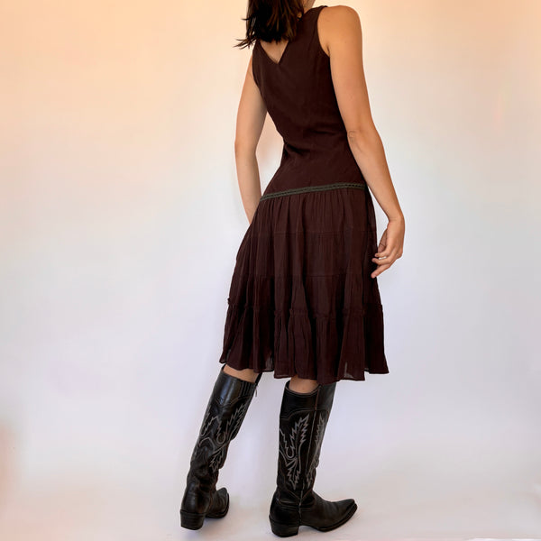 Y2K Chocolate Drop Waist Dress (S/M)