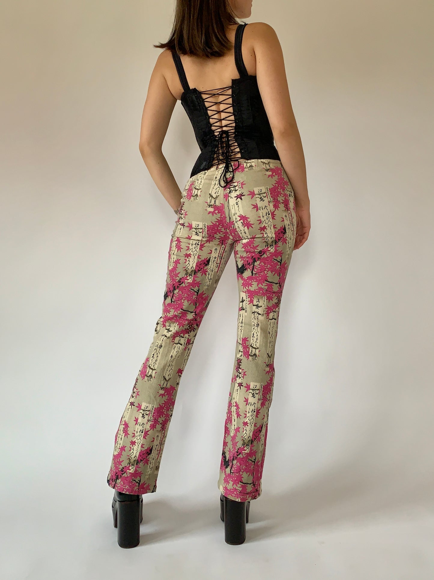 Vintage Cherry Blossom Pants - Small