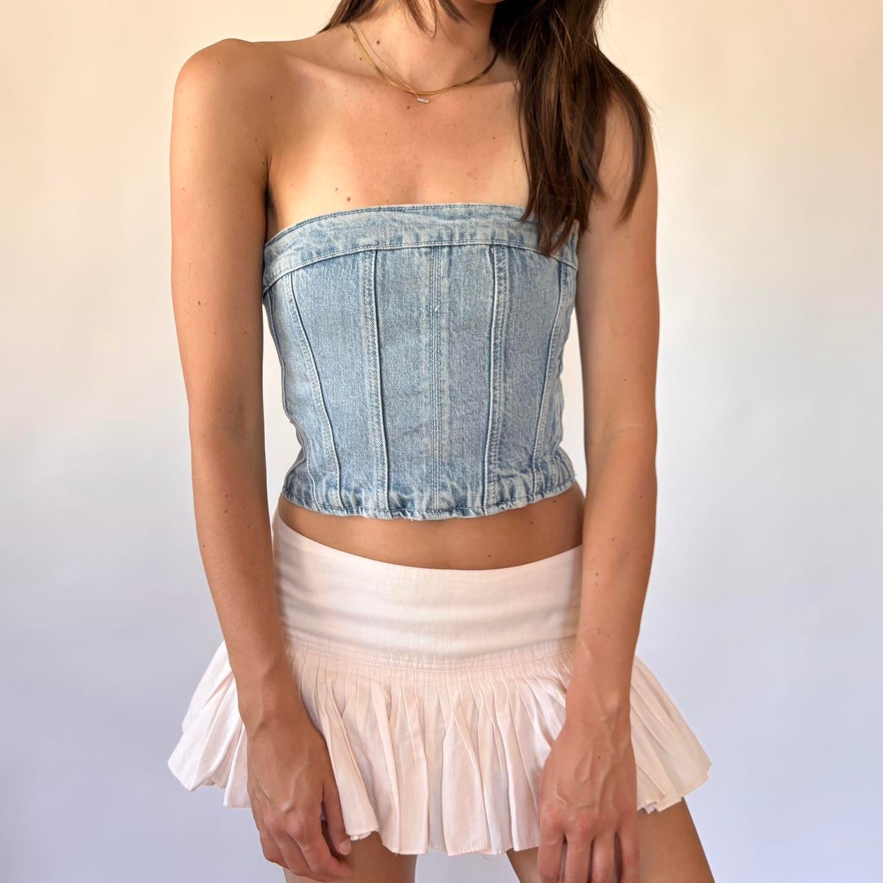 Y2K Denim Tube Top (XS)