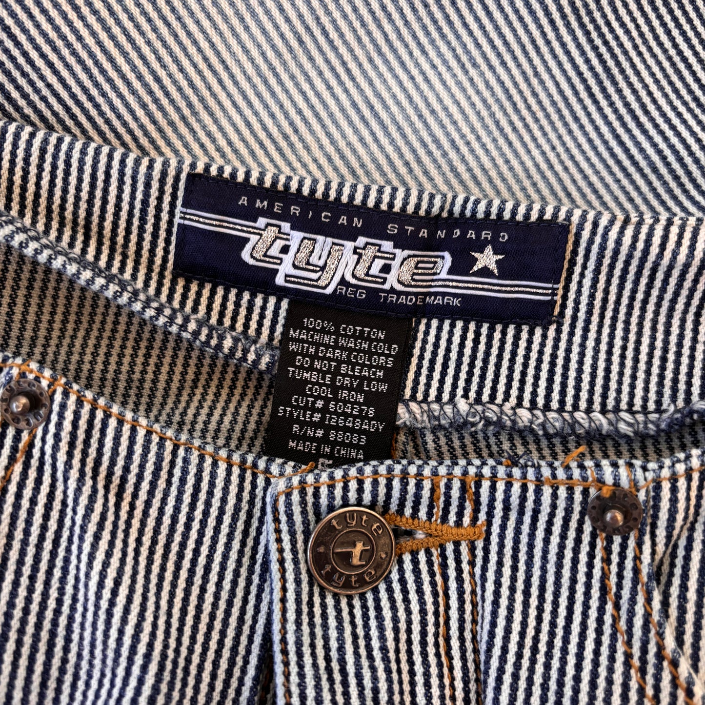 Y2K Pinstripe Denim Capris (XS)