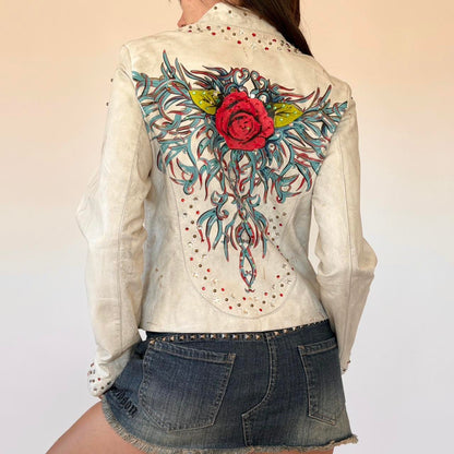 Y2K Wilson’s Studded & Painted Leather Jacket (S/M)