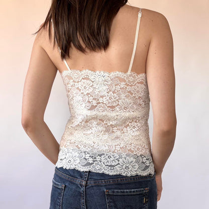 Y2K Cream Lace Cami (S)
