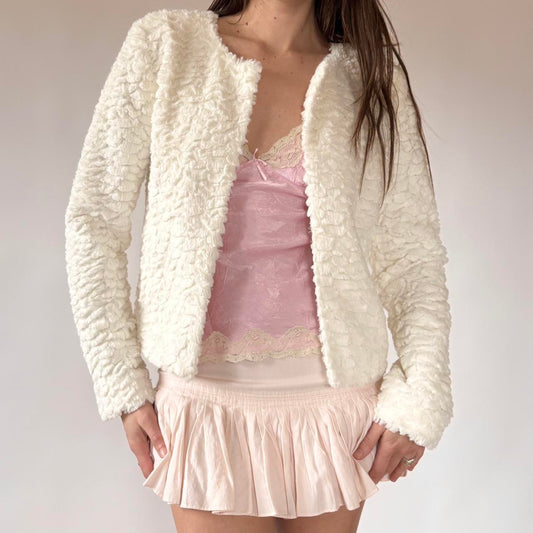 White Faux Fur Jacket (M)