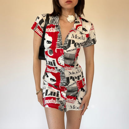 90s Media Print Dress (M)