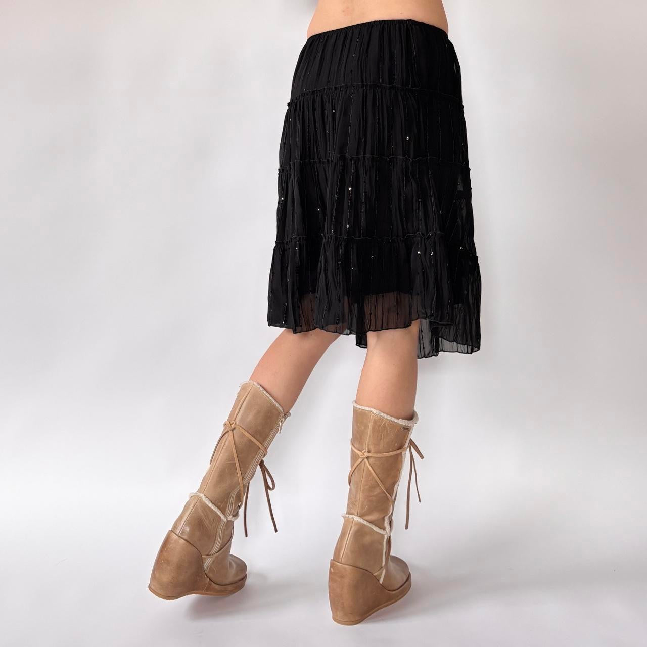 Y2K Sequin Tiered Skirt (XS)