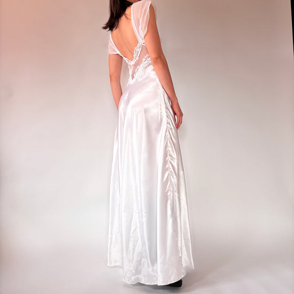 80s White Satin Slip (S)