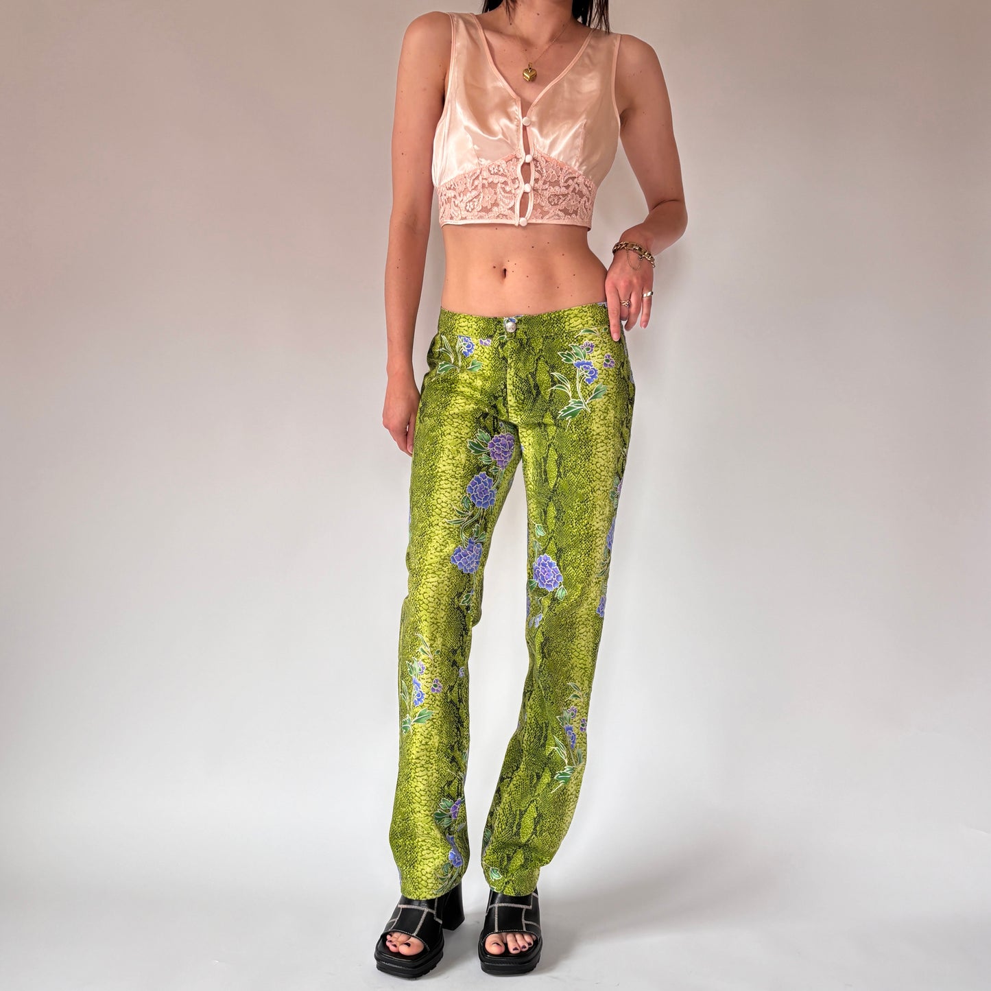 Y2K Snakeskin Print Pants (S)