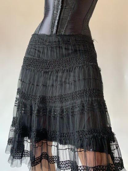 Vintage 1990s Noir Mesh Midi (M/L)