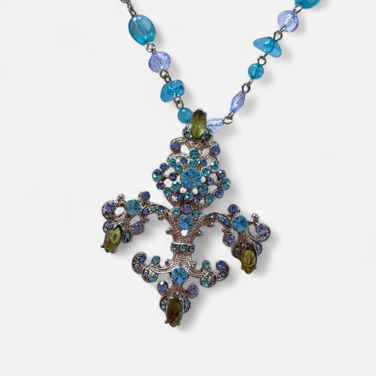 Rhinestone Fleur De Lis Necklace