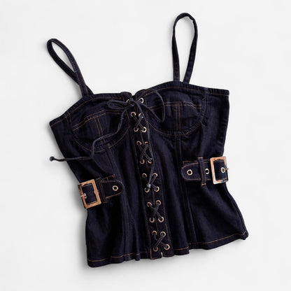 Y2K Deadstock Denim Corset Top (M)