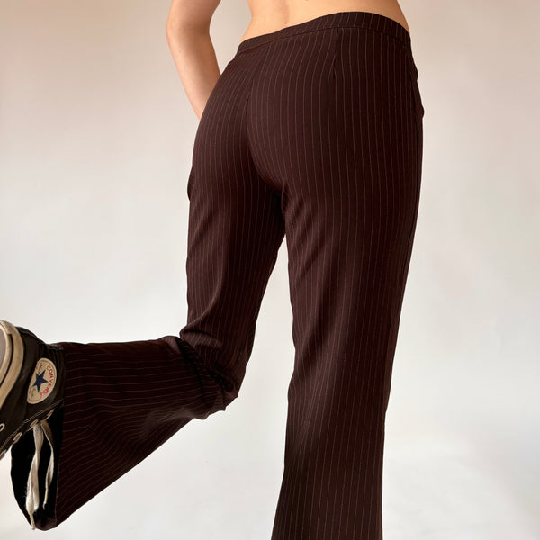 90s Brown Pinstripe Flares (XS/S)