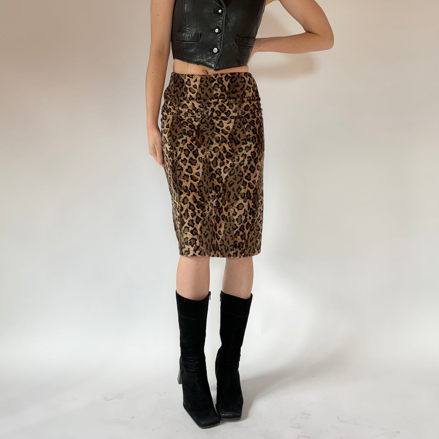 90s Leopard Midi Skirt (XS)