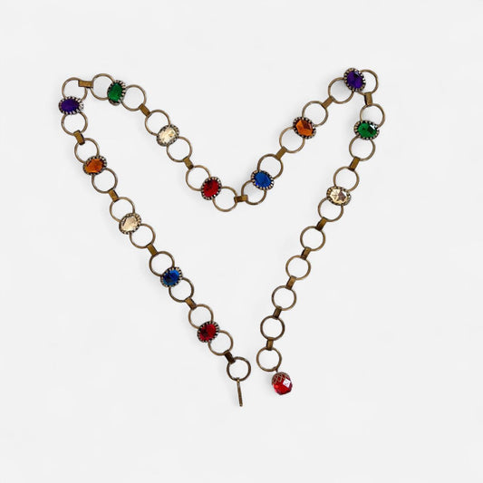 Vintage Rainbow Rhinestone Chain Belt