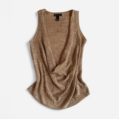 Y2K Plunging Neckline Sequin Top (L-1X)