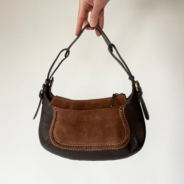 2000s Suede & Leather Shoulder Bag