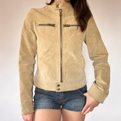 Y2K Suede Moto Jacket (XS/S)