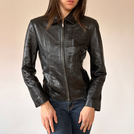 90s Noir Leather Jacket (S)