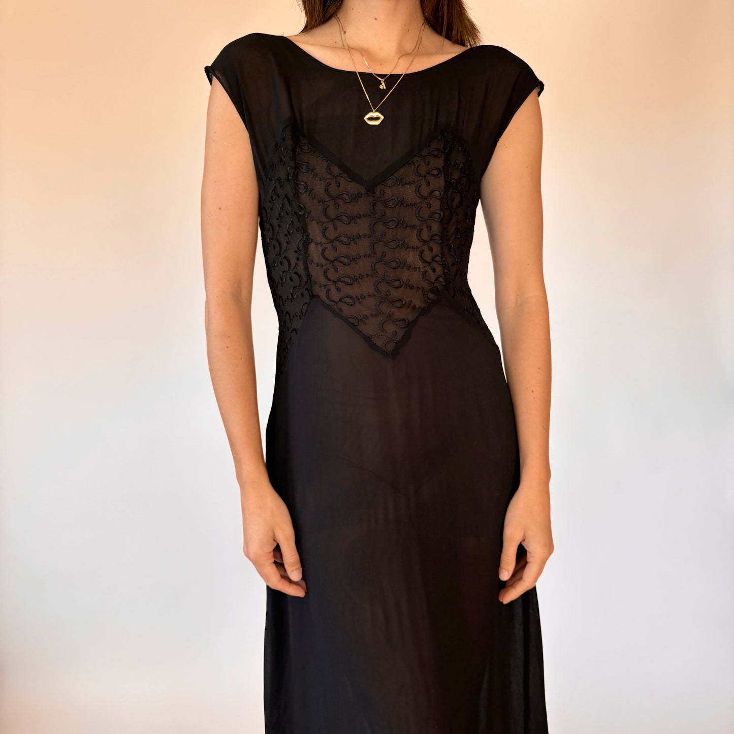 50s Sheer Noir Dress (S)